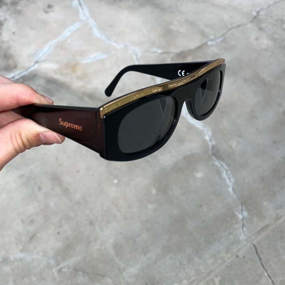 Supreme Black Sunglasses with Gold Trim - Picture 2 of 3